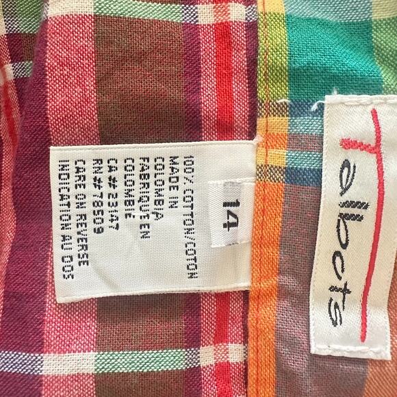 Vintage Talbots Madras Plaid Wrap Midi Skirt Size 14 Cotton Preppy Retro Color - Picture 8 of 9